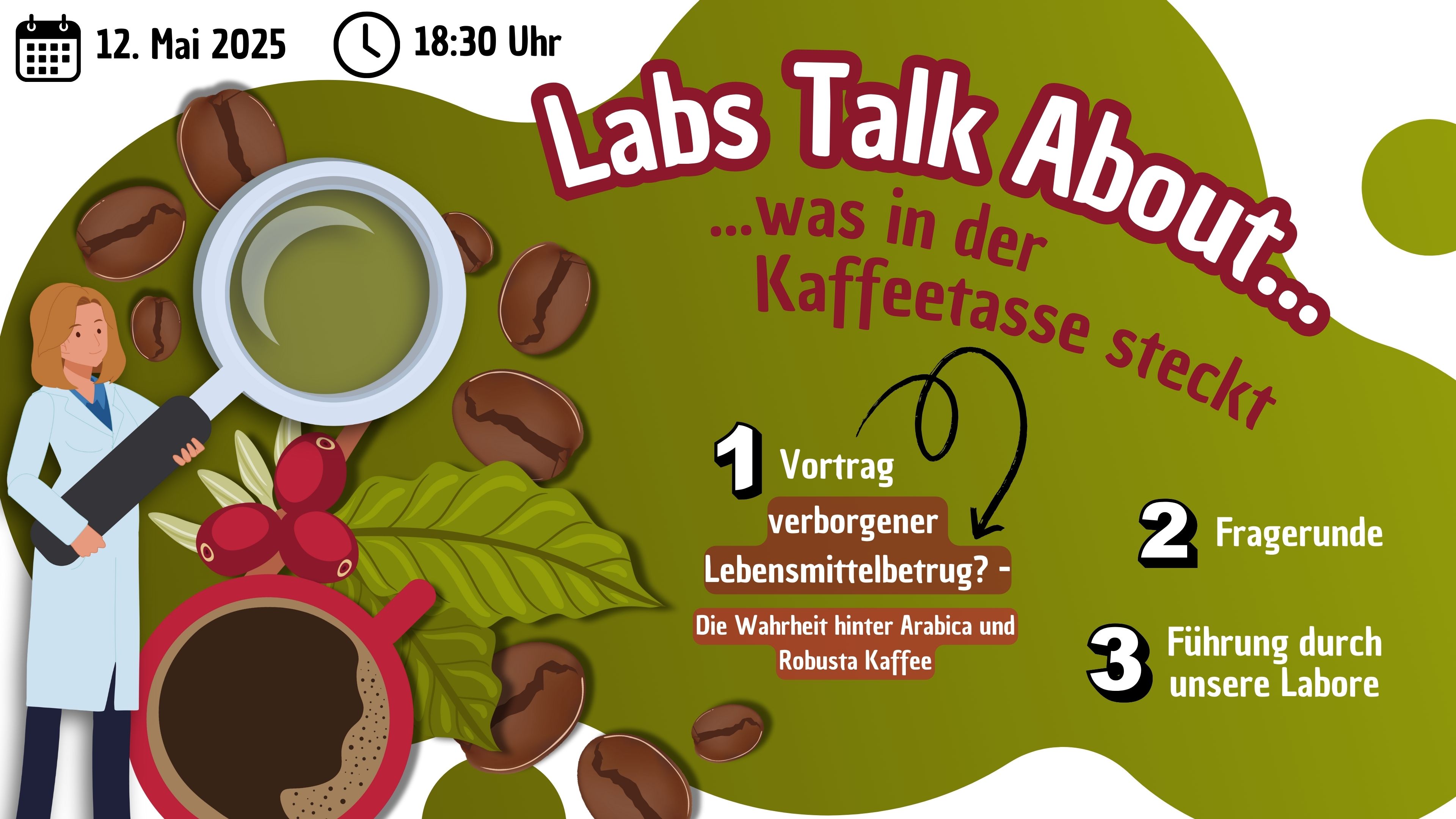 Die Abbildung zeigt das aktuelle Thema der Veranstaltung „Labs talk about“, den Termin und den Ablauf